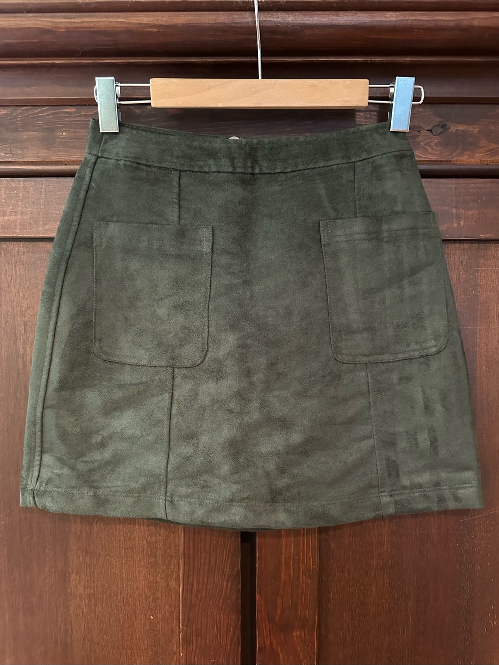 Old Navy • faux suede • mini skirt • back zip